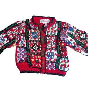 Vintage kids knit patchwork cardigan sz 2t